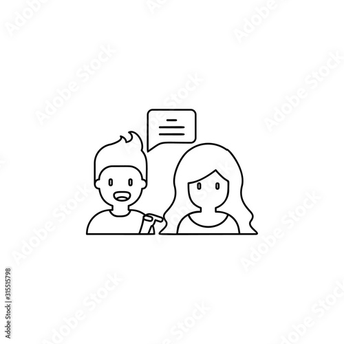 conversation, chat, couple icon. Simple thin line, outline vector of friendship icons for ui and ux, website or mobile application