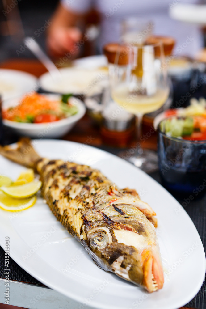 Grilled fish lunch