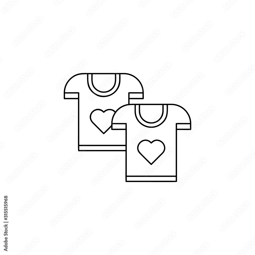 t-shirt, heart, friendship icon. Simple thin line, outline vector of friendship icons for ui and ux, website or mobile application t-shirt, heart, friendship icon. Simple thin line, outline vector of friendship icons for ui and ux, website or mobile application