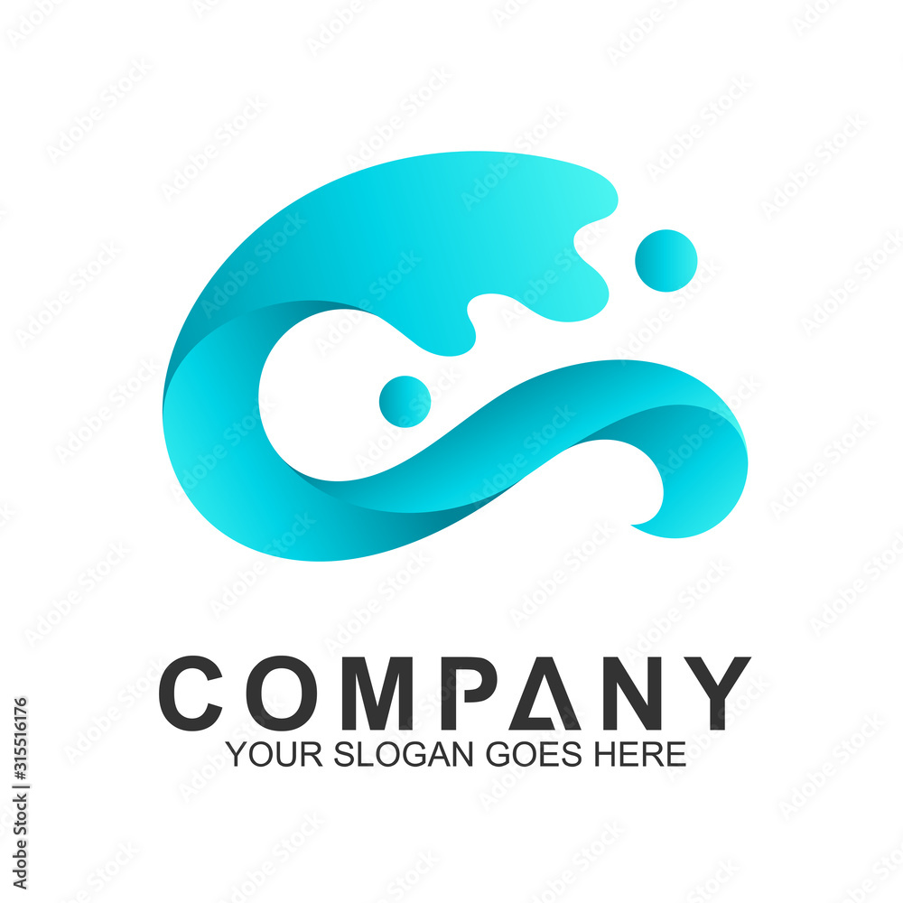 Fototapeta premium wave logo, water splash vector, abstract wave icon