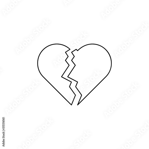heartbroken icon. Simple thin line, outline vector of friendship icons for ui and ux, website or mobile application