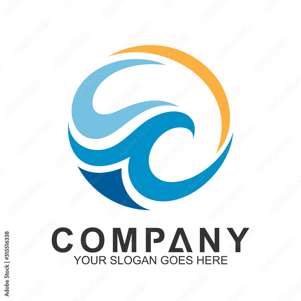 wave logo in circle shape, water splash vector, abstract wave icon wave logo in circle shape, water splash vector, abstract wave icon