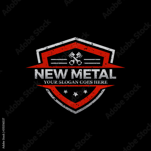 Repair Car logo image, rustic metal logo shield