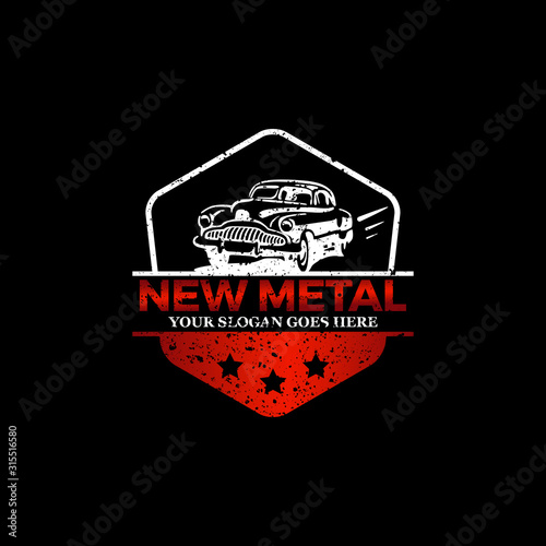 rustic restoration Car logo image, old car repair logo shield