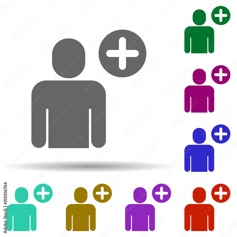 Friendship, add friend in multi color style icon. Simple glyph, flat vector of Friendship icons for ui and ux, website or mobile application Friendship, add friend in multi color style icon. Simple glyph, flat vector of Friendship icons for ui and ux, website or mobile application