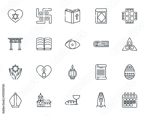 Icon set of world religious world symbols vector design