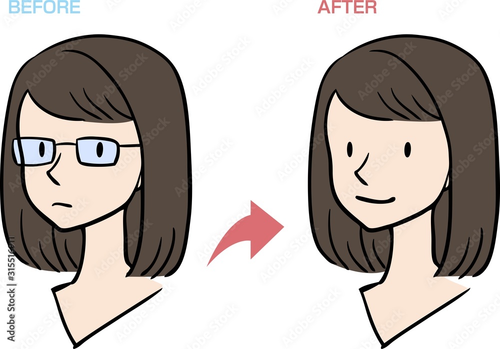 メガネ コンタクトレンズ 女性 イラスト Vector De Stock Adobe Stock