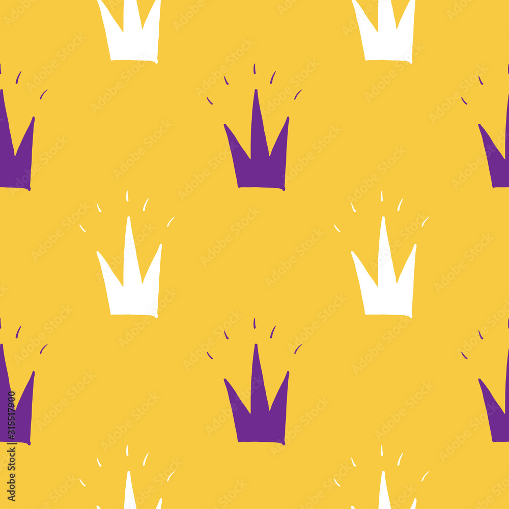 Crown Seamless Pattern, hand drawn royal doodles background, Vector Illustration Crown Seamless Pattern, hand drawn royal doodles background, Vector Illustration