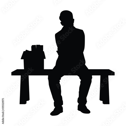 Businessman was fired silhouette vector, standing sad man.