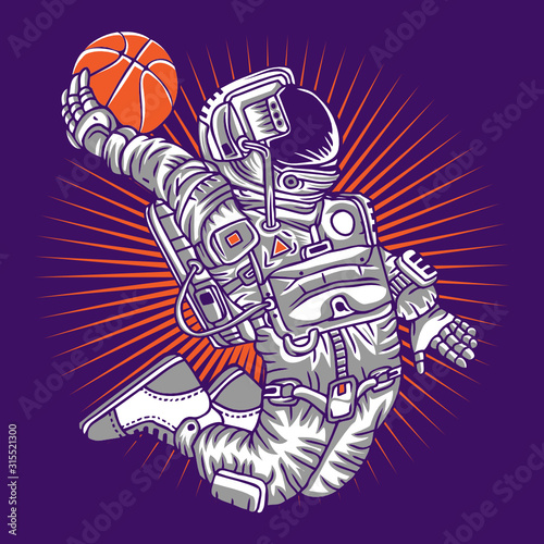 Astronaut Playing Basketball in Space