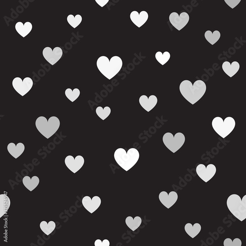 Gray heart pattern. Seamless vector background