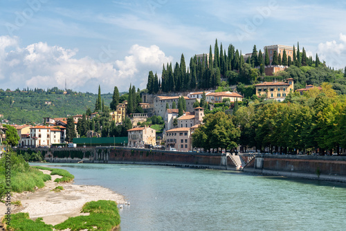 Scenic river waterfront in Verona, Italy 