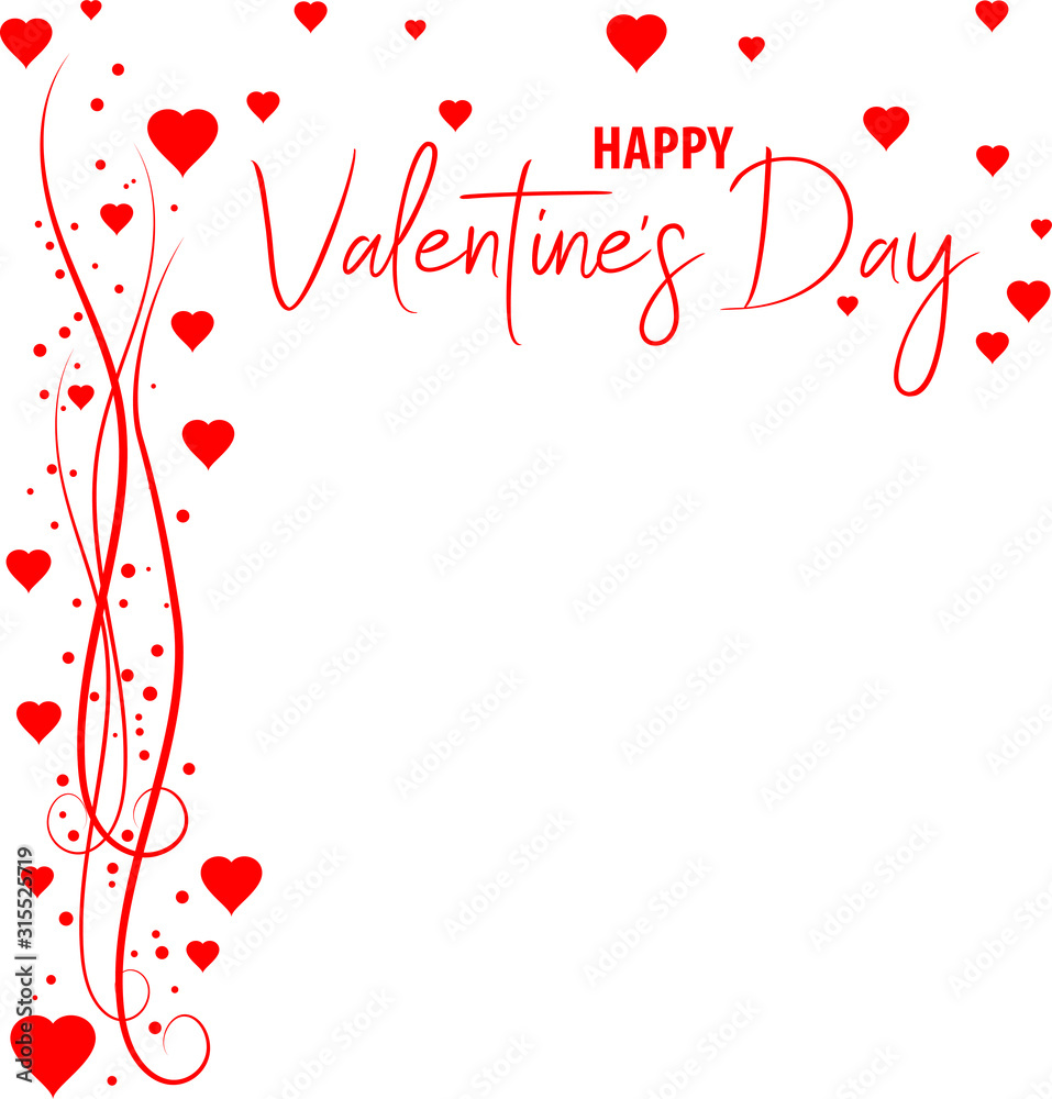 Valentine's Day red text on a white background. Isolated. Design elements for prints, web pages, invitation, gift and greetings card, banners and templates