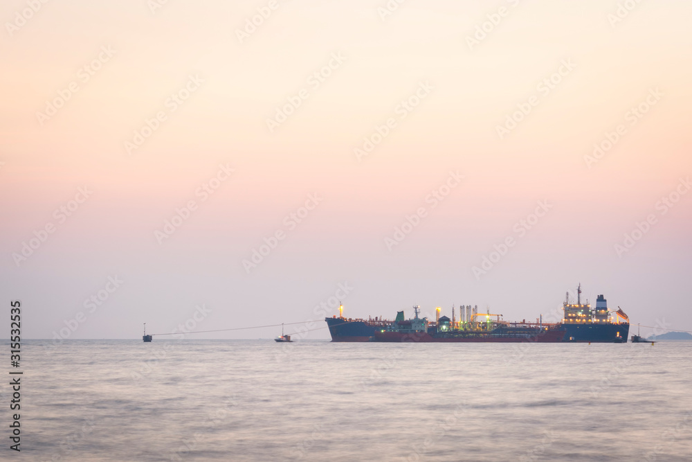 Crude oil tankers loading at sea