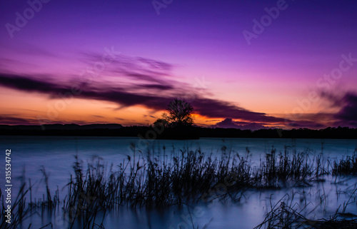 sunset at loch leven, perth and kinross-shire, scotland.