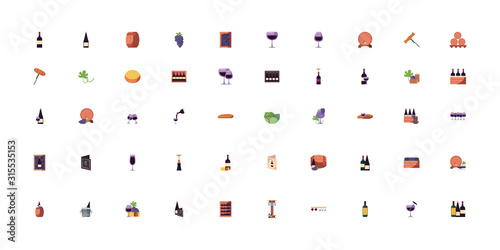 Isolated wine icon set vector design