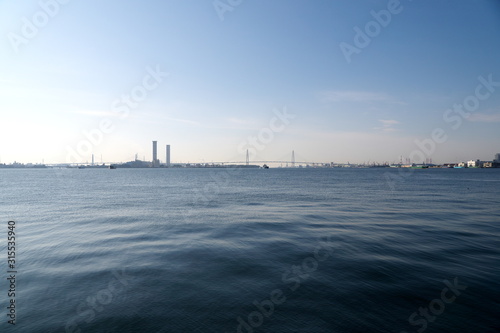 Aichi,Japan-January 14, 2020: Cable-stayed bridges at Nagoya port in Ise Bay, Japan