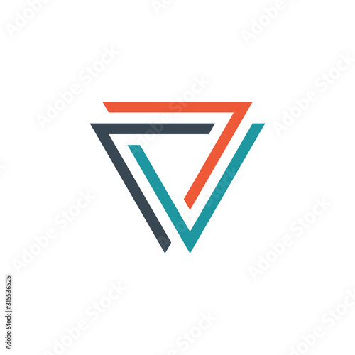 Geometric triangle unity abstract logo design. Technology business identity concept. Creative corporate template. Stock Vector illustration isolated photo