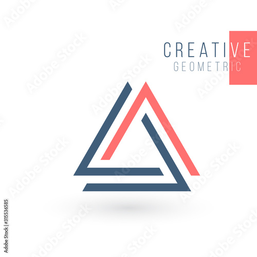 Geometric triangle unity abstract logo design. Technology business identity concept. Creative corporate template. Stock Vector illustration isolated