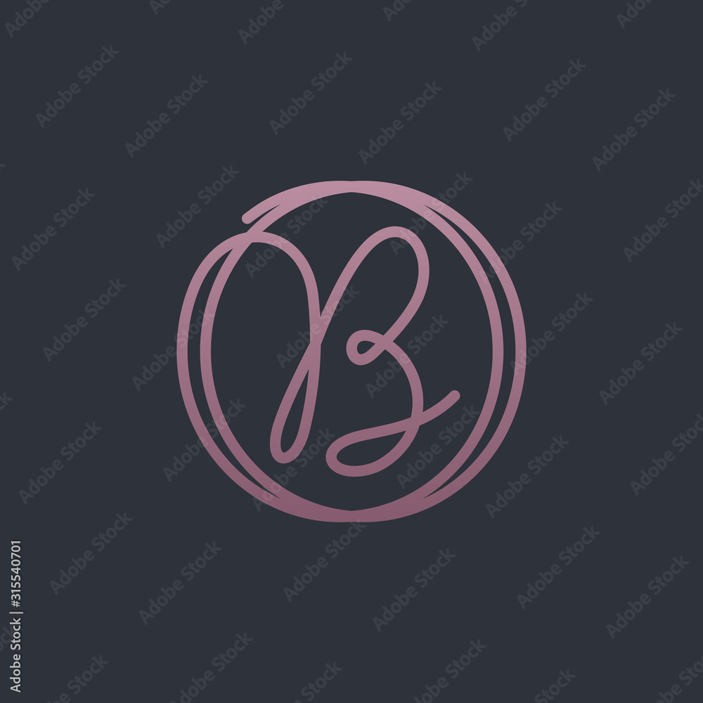 Letter B Logo, handwriting template , circle concept - Vector Letter B Logo, handwriting template , circle concept - Vector