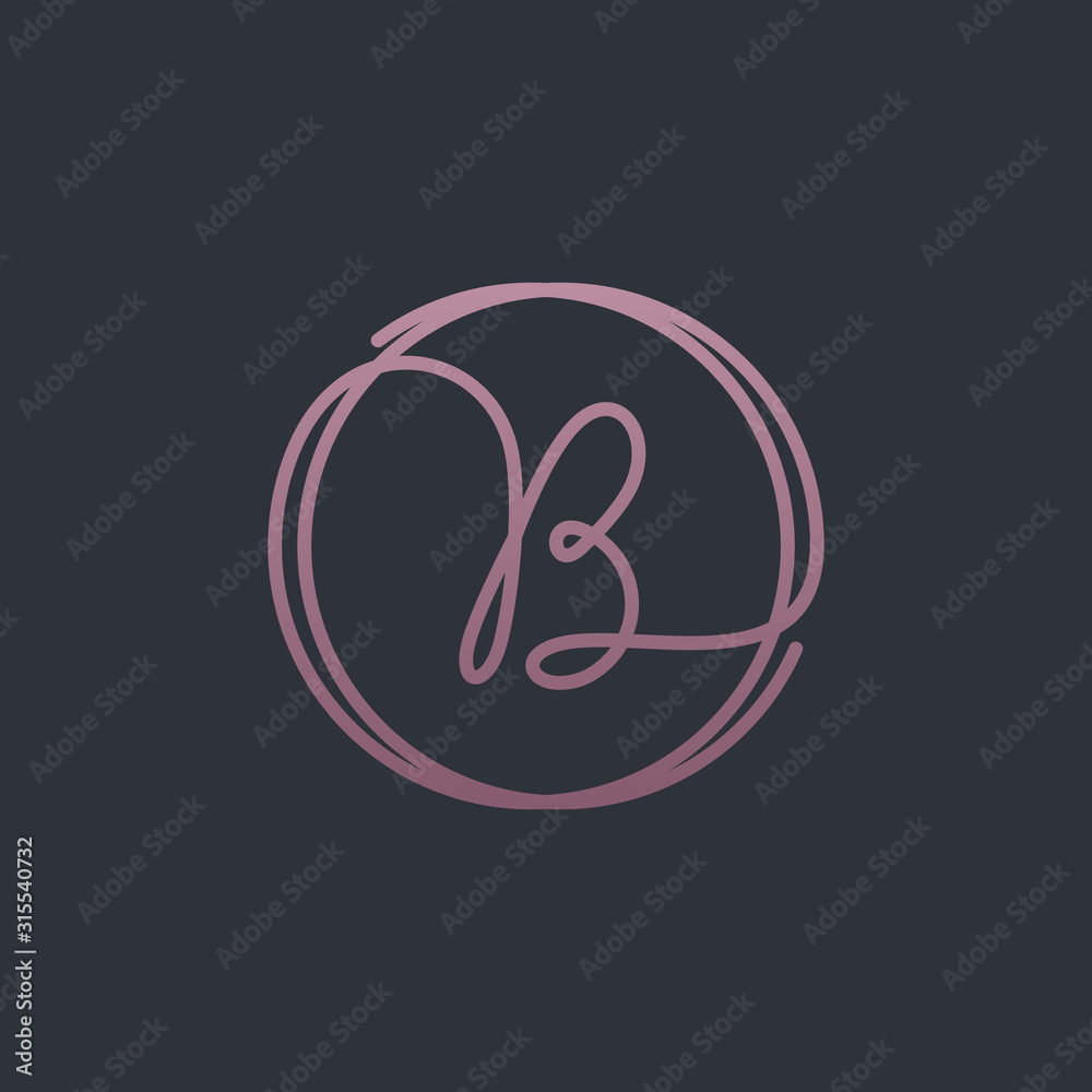 Letter B Logo, handwriting template , circle concept - Vector Letter B Logo, handwriting template , circle concept - Vector
