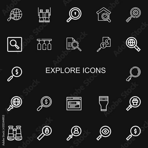 Editable 22 explore icons for web and mobile