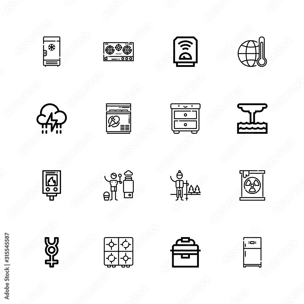 Editable 16 temperature icons for web and mobile