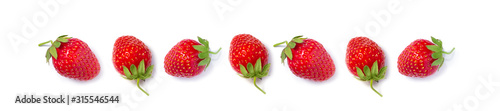 Red strawberry on a white background banner.