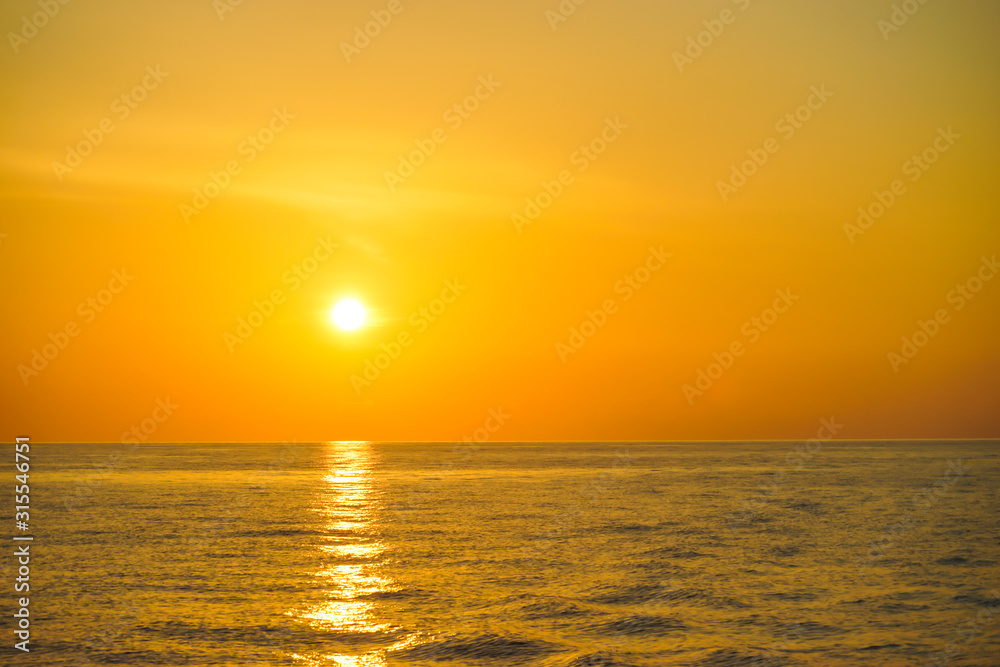 Golden sunrise and golden sea at north andaman . Sunrise over the sea near Similan Islands National Park, Phang Nga Province, Thailand, Asia.