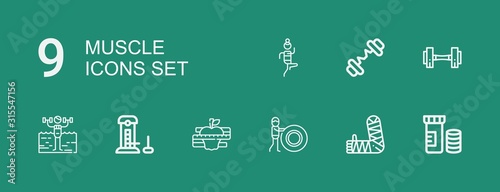 Editable 9 muscle icons for web and mobile