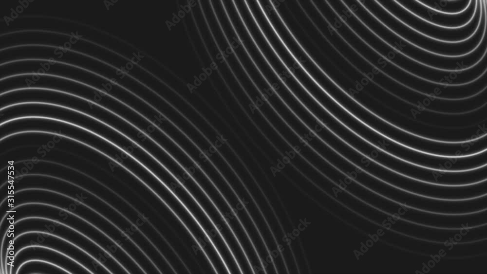Monochrome white neon laser waves motion design. Elegant wavy lines geometric technology background. Seamless looping. Video animation Ultra HD 4K 3840x2160
