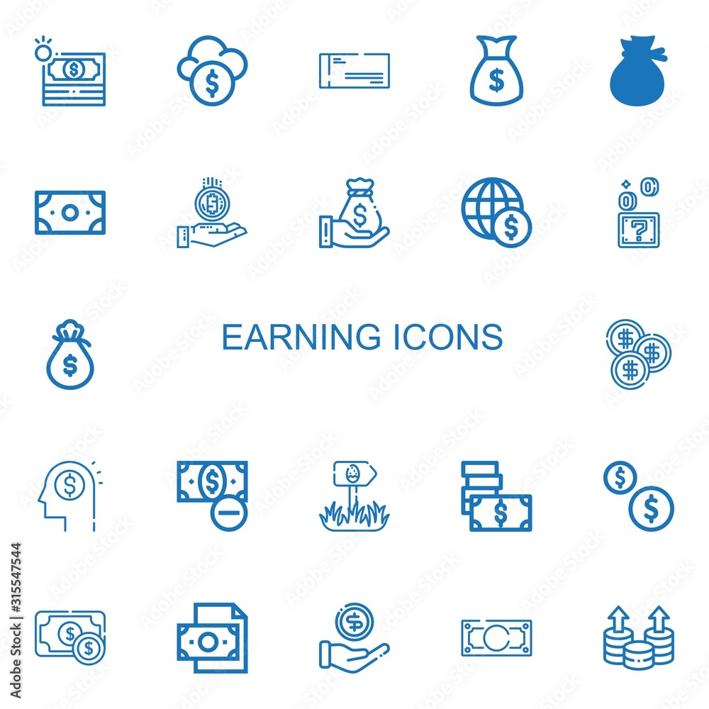 Editable 22 earning icons for web and mobile