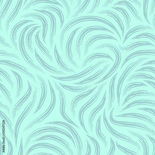 Branching turquoise stripes seamless pattern. Smooth lines textu