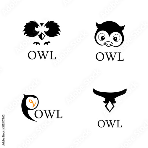 owl bird illustration logo template vector icon