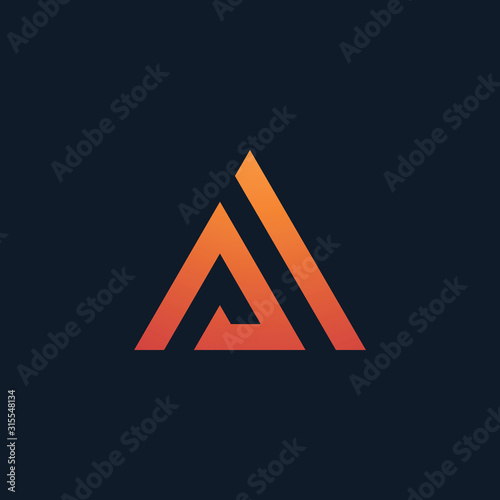 Initial letter AI minimalist art logo with summit concept. creative minimal logo icon design with letter A I with triangle element. elegant Logo template vector creative business. - VECTOR