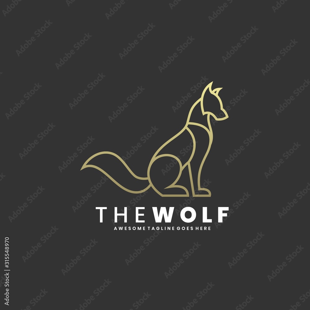 Vector Logo Illustration The Wolf Line Art Style Vector Logo Illustration The Wolf Line Art Style