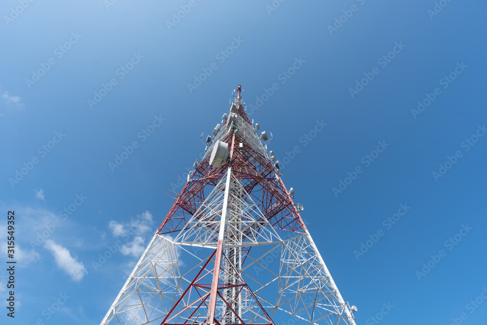 Communication tower and blue sky view