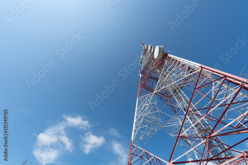 Communication tower and blue sky view