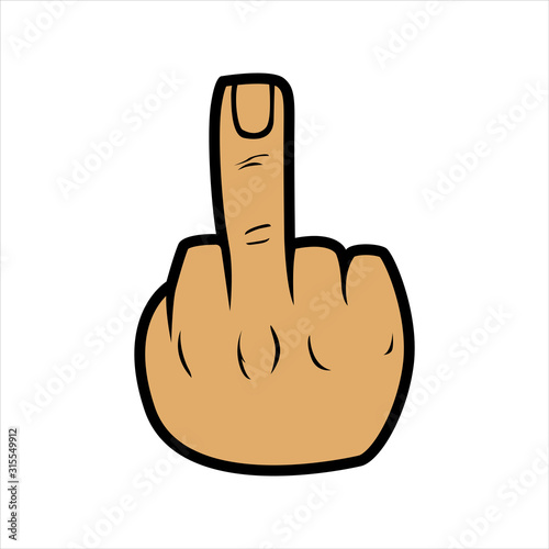 tanned skin color middle finger. tanned fuck finger illustration