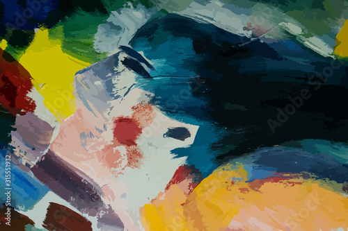 Abstract multicolored image, made with a brush and paints. Handmade. You can use it as an interesting background or on your banner. Eps vector illustration.