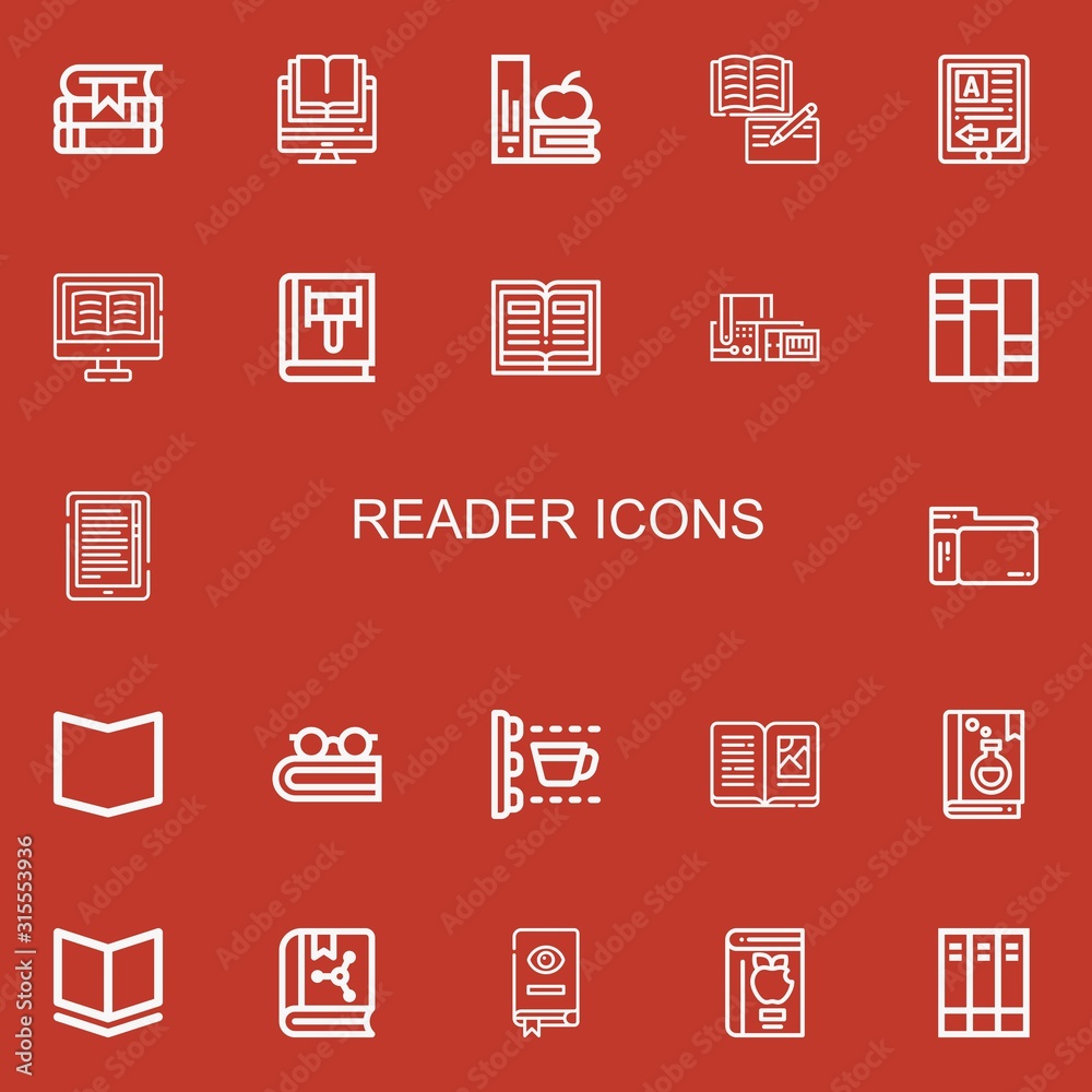 Editable 22 reader icons for web and mobile
