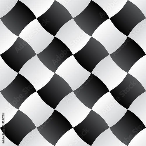 3D Curve Tile Seamless Pattern Black&White_003 © icehawk33
