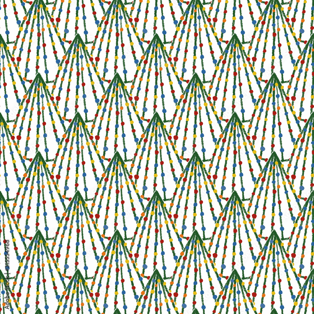seamless christmas pattern background with colorful pine tree