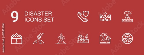 Editable 9 disaster icons for web and mobile