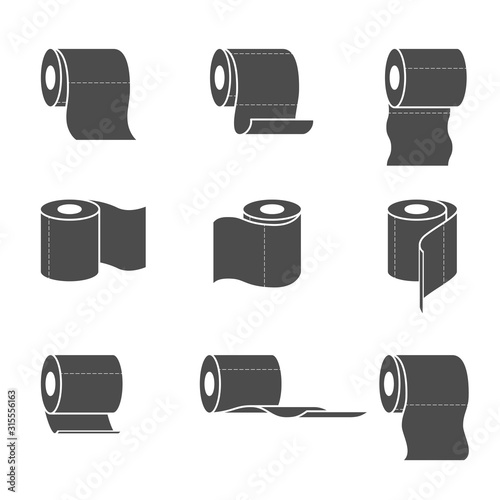 Collection of toilet paper rolls icons. Vector illustration