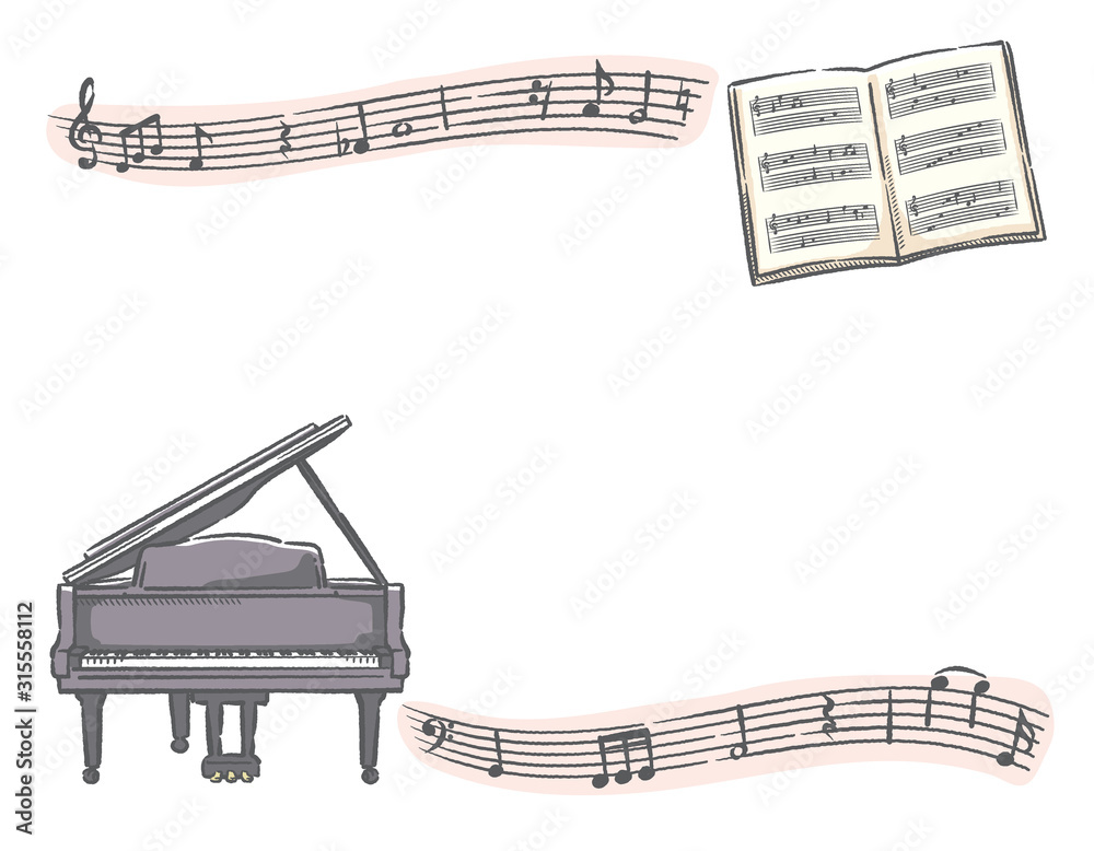 ピアノと音符 楽譜をテーマにしたフレーム素材 Stock Vector Adobe Stock