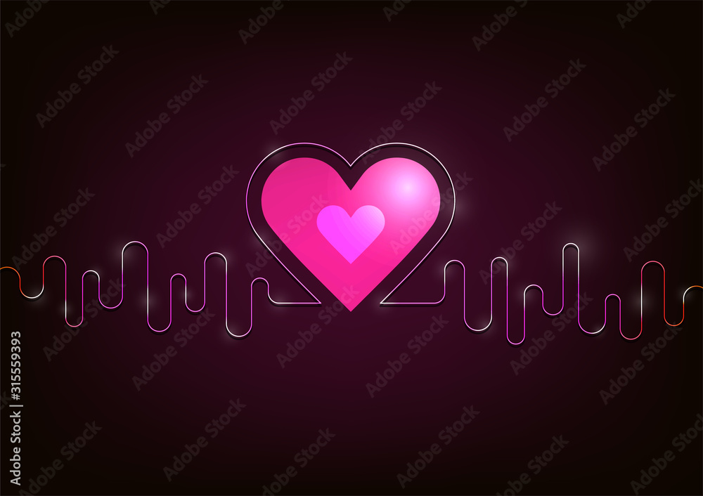 festival celebration, happy valentine's day, pink heart love light pulse, night background, Isolated vector design festival celebration, happy valentine's day, pink heart love light pulse, night background, Isolated vector design