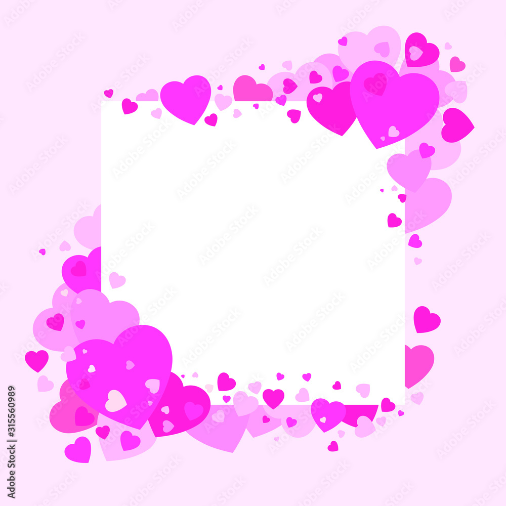 Vector Concept Valentine's Day Pink Heart Frame And Background