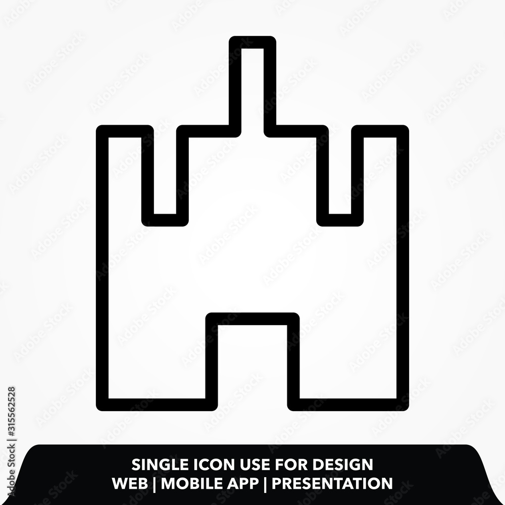 Outline castle line icon vector illustration Outline castle line icon vector illustration