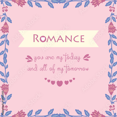 Beautiful pattern of leaf and flower frame, for romance greeting card wallpaper design. Vector